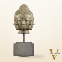Vintage Indonesian Bronze Buddha Bust Table Accent 14.5 inch