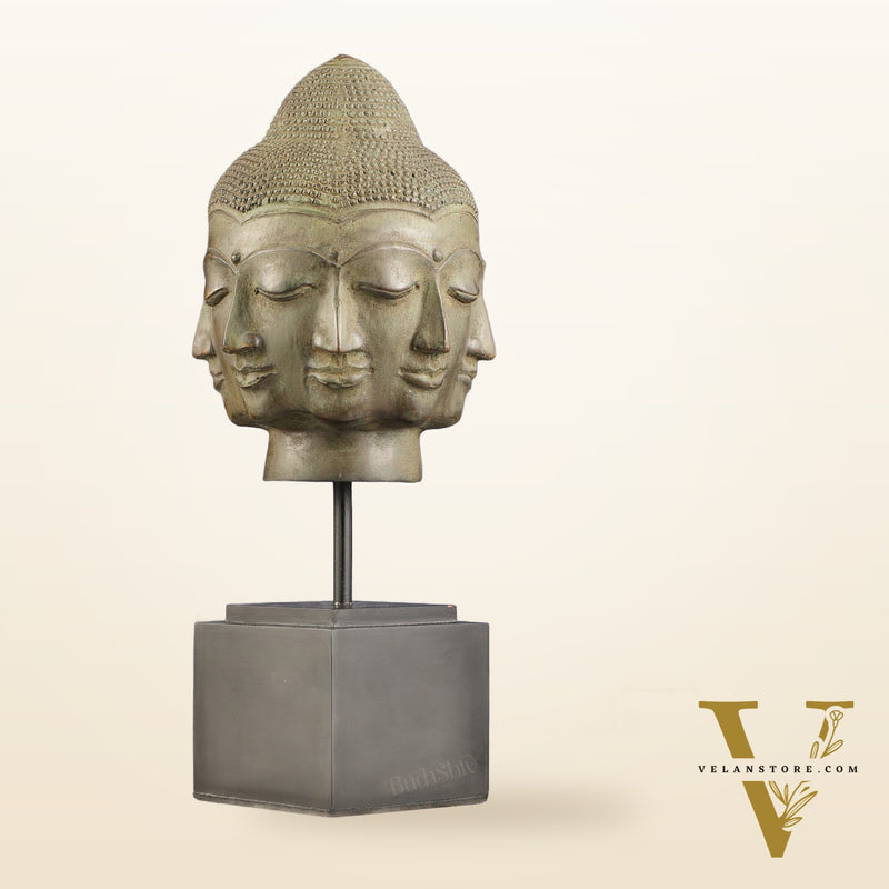 Vintage Indonesian Bronze Buddha Bust Table Accent 14.5 inch