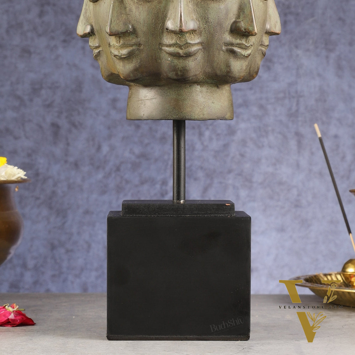 Vintage Indonesian Bronze Buddha Bust Table Accent 14.5 inch