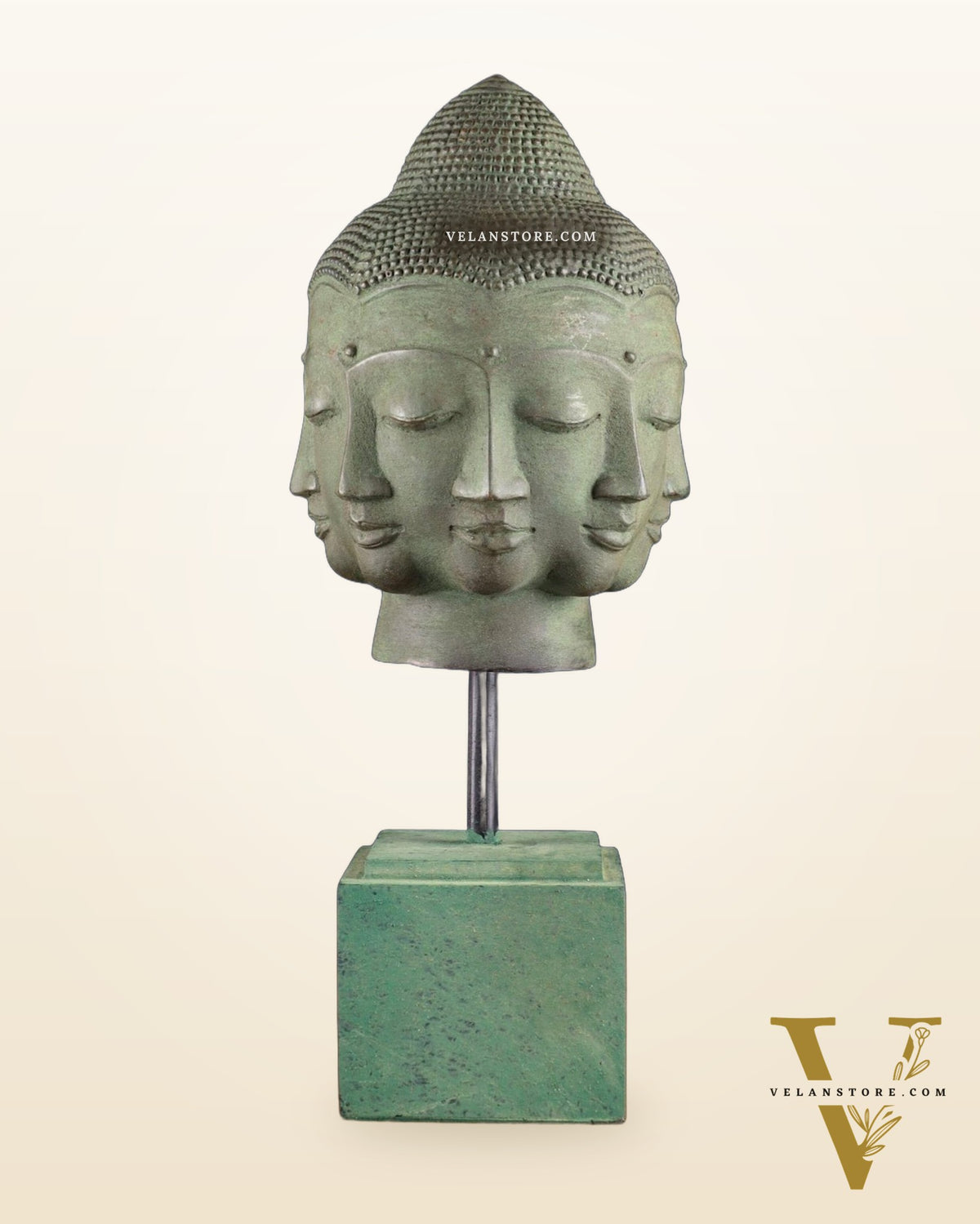Vintage Indonesian Bronze Buddha Bust Table Accent 14.5 inch