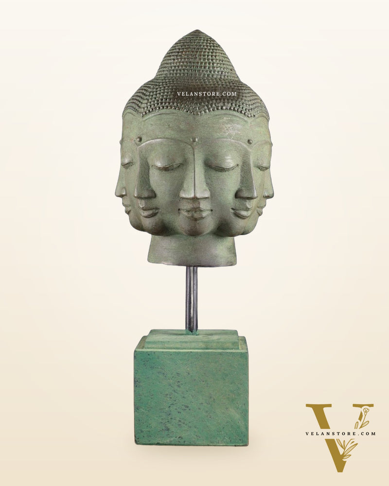Vintage Indonesian Bronze Buddha Bust Table Accent 14.5 inch