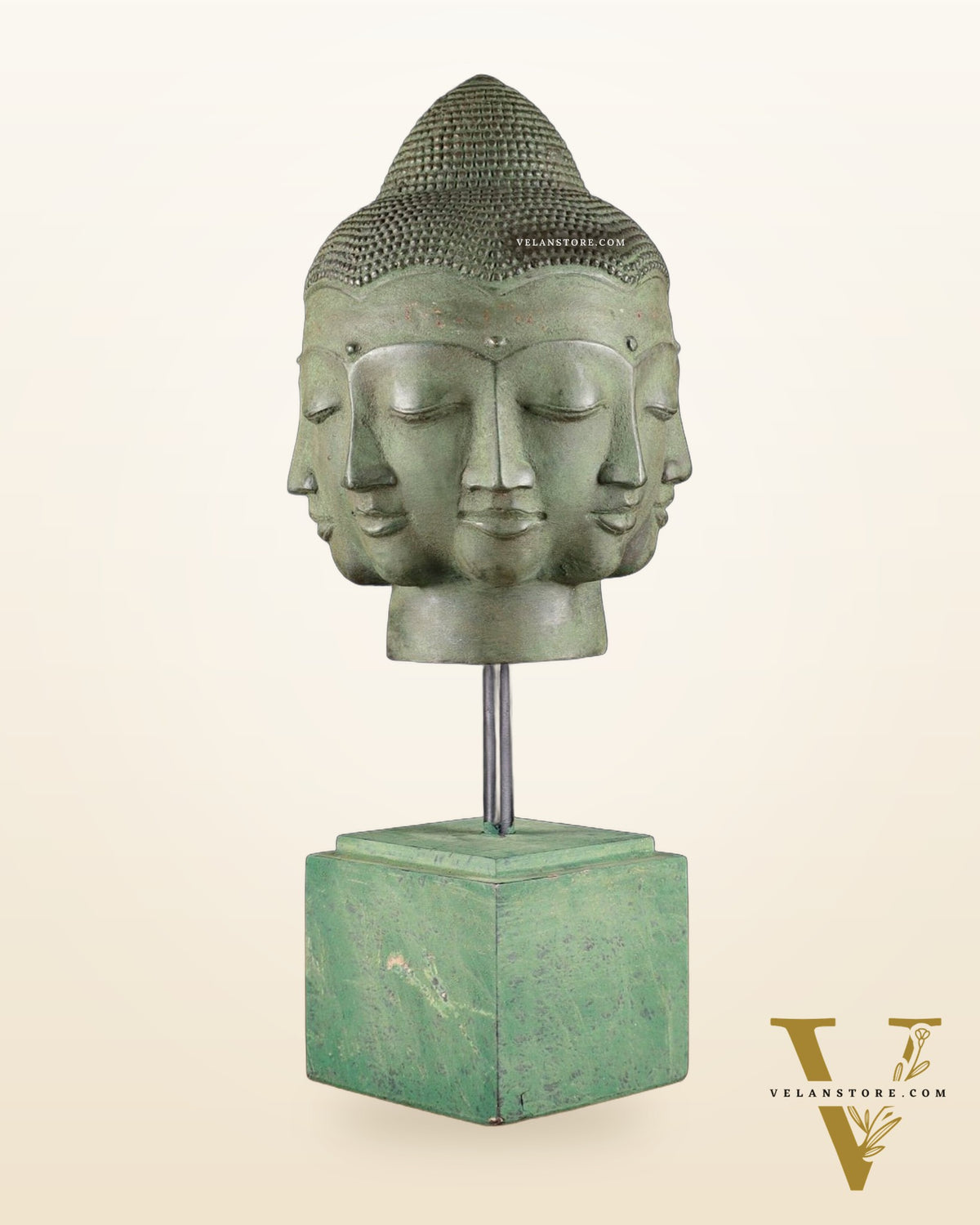 Vintage Indonesian Bronze Buddha Bust Table Accent 14.5 inch