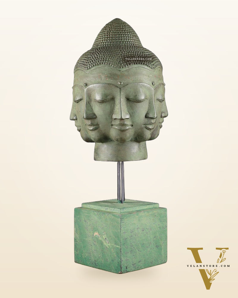 Vintage Indonesian Bronze Buddha Bust Table Accent 14.5 inch