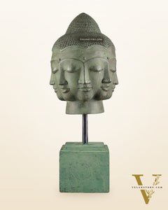Vintage Indonesian Bronze Buddha Bust Table Accent 14.5 inch