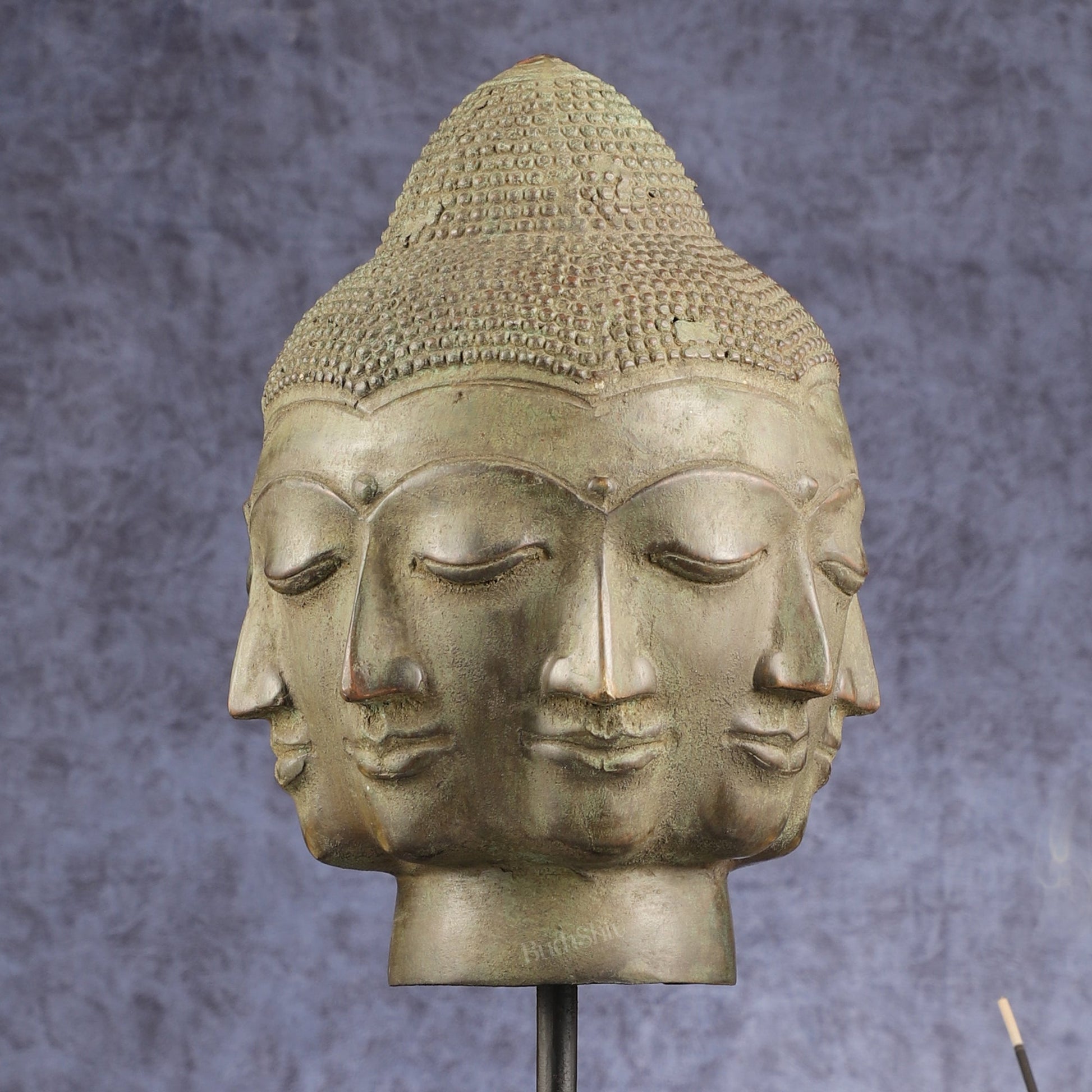 Vintage Indonesian Bronze Buddha Bust Table Accent 14.5 inch