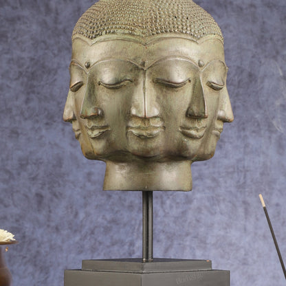 Vintage Indonesian Bronze Buddha Bust Table Accent 14.5 inch