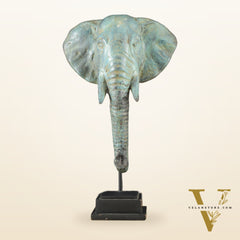 Vintage Indonesian Bronze Elephant Head Showpiece - 14 Inch,