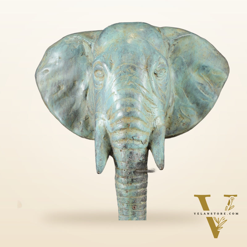 Vintage Indonesian Bronze Elephant Head Showpiece - 14 Inch,