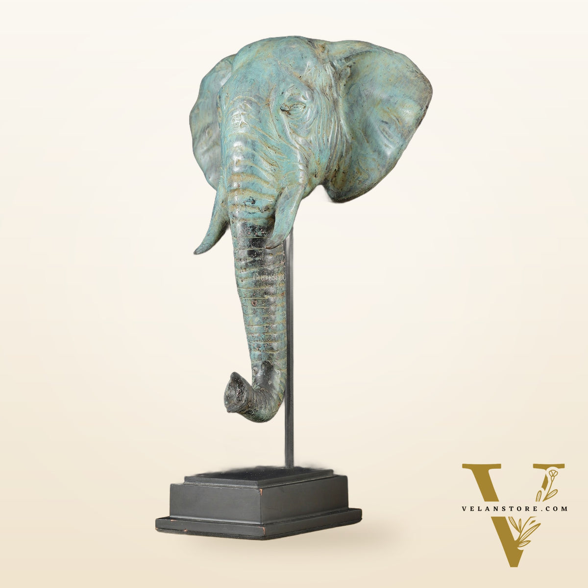 Vintage Indonesian Bronze Elephant Head Showpiece - 14 Inch,