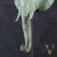 Vintage Indonesian Bronze Elephant Head Showpiece - 14 Inch,