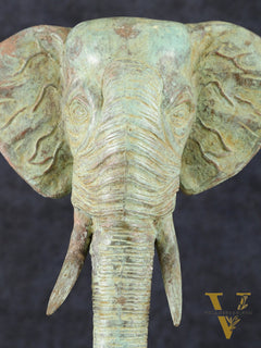 Vintage Indonesian Bronze Elephant Head Showpiece - 17 Inch,