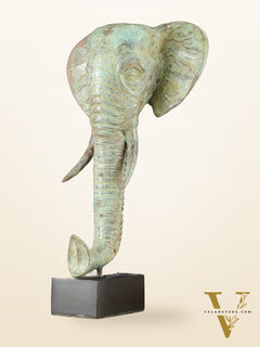 Vintage Indonesian Bronze Elephant Head Showpiece - 17 Inch,