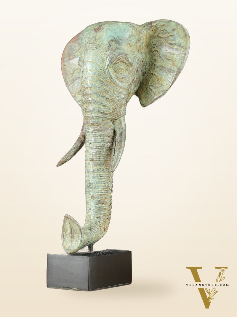 Vintage Indonesian Bronze Elephant Head Showpiece - 17 Inch,