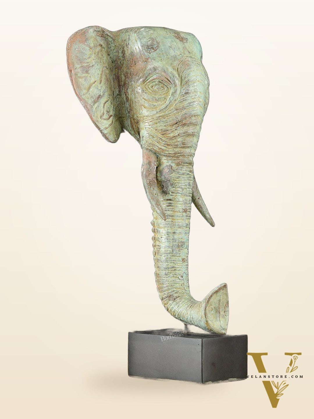 Vintage Indonesian Bronze Elephant Head Showpiece - 17 Inch,