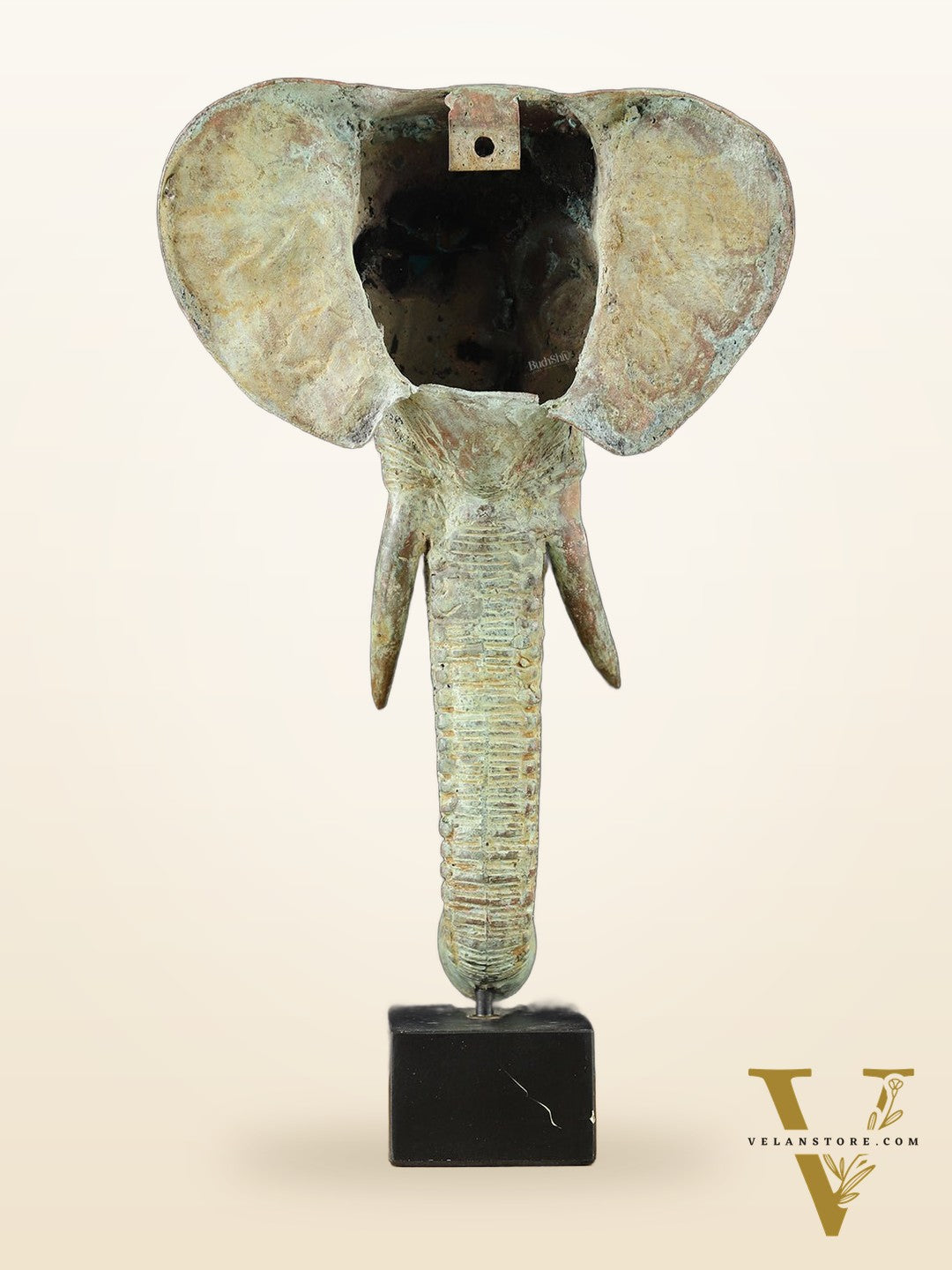 Vintage Indonesian Bronze Elephant Head Showpiece - 17 Inch,