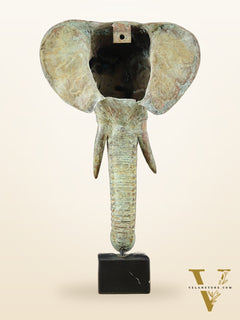 Vintage Indonesian Bronze Elephant Head Showpiece - 17 Inch,
