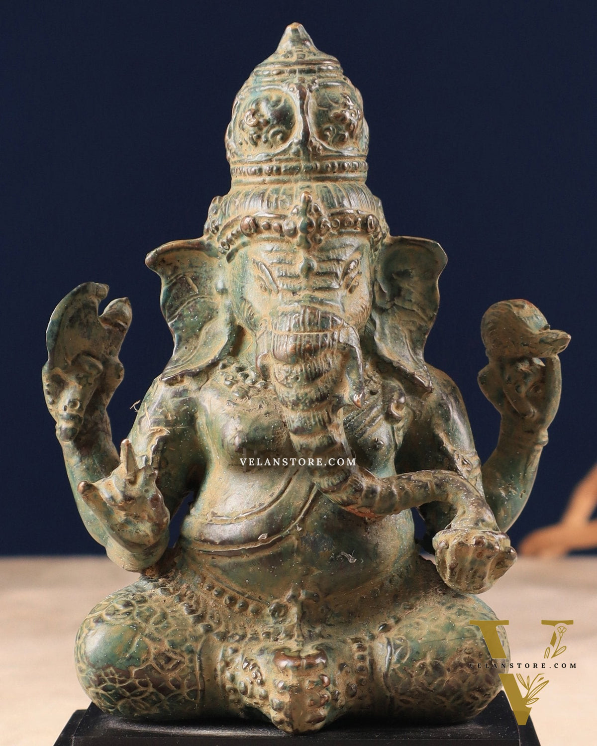 Vintage Indonesian Bronze Ganesha Statue 6.5"