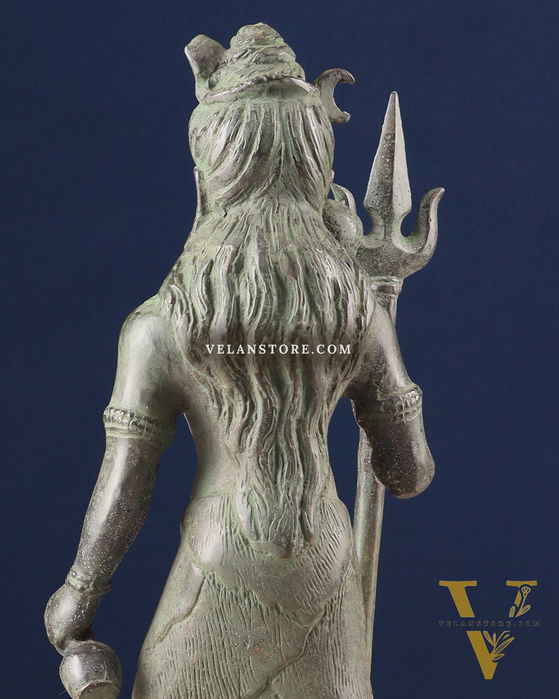 Vintage Indonesian Bronze Standing Lord Shiva Sculpture 13.5"