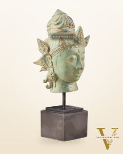 Vintage Indonesian Bronze Vishnu Head Sculpture 12"