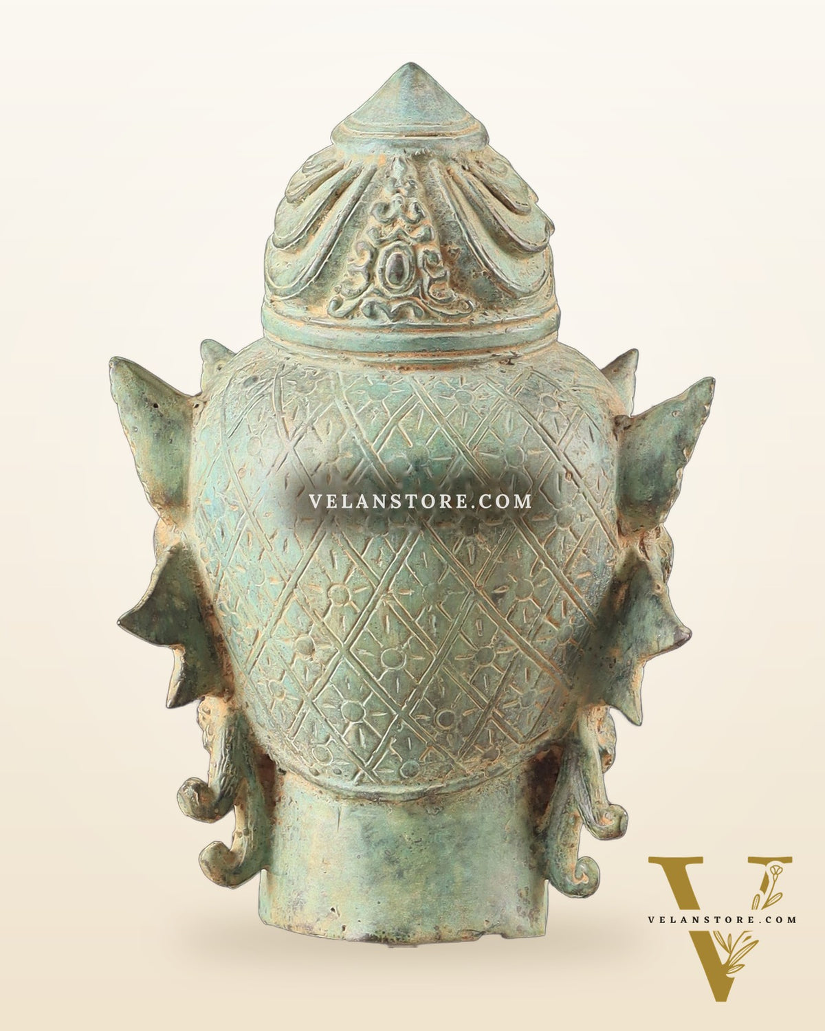 Vintage Indonesian Bronze Vishnu Head Sculpture 12"