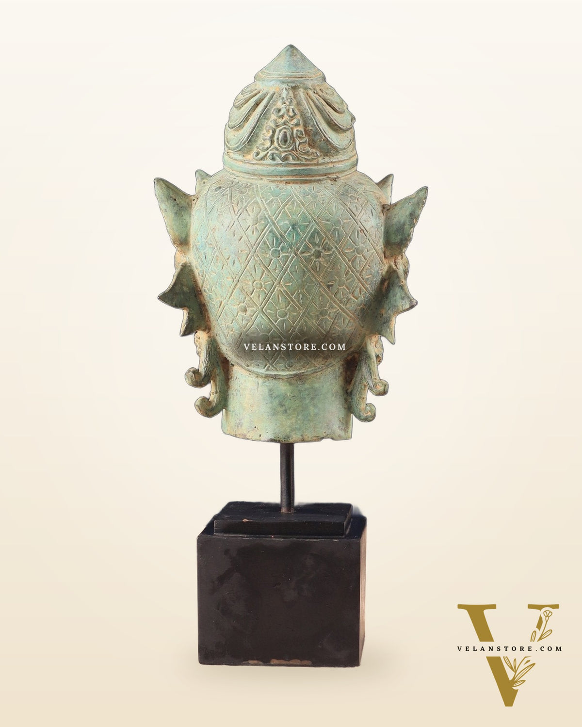 Vintage Indonesian Bronze Vishnu Head Sculpture 12"