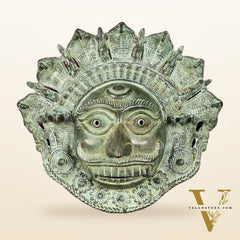 Vintage kaal Bhairava Mask Wall Hanging - Bronze Lost Wax - 12 inch