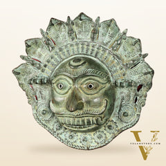 Vintage kaal Bhairava Mask Wall Hanging - Bronze Lost Wax - 12 inch