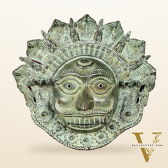 Vintage kaal Bhairava Mask Wall Hanging - Bronze Lost Wax - 12 inch