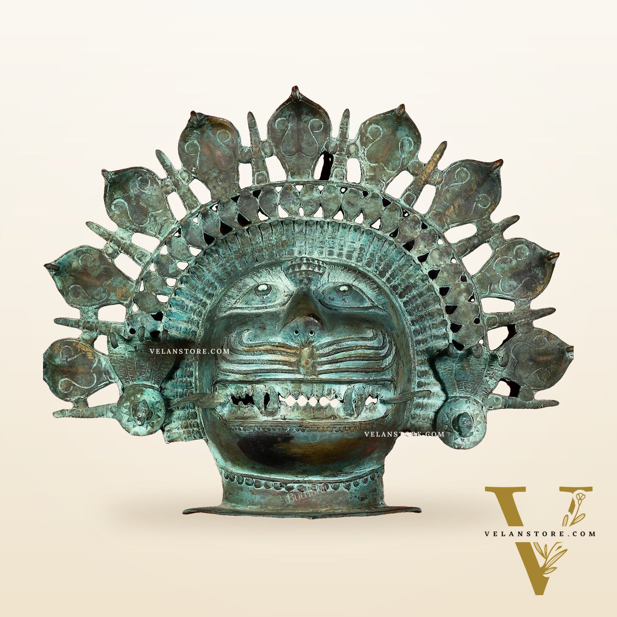 Vintage Narasimha Face Mask Wall Hanging | Lost-Wax Bronze Craft 21" Rare Find