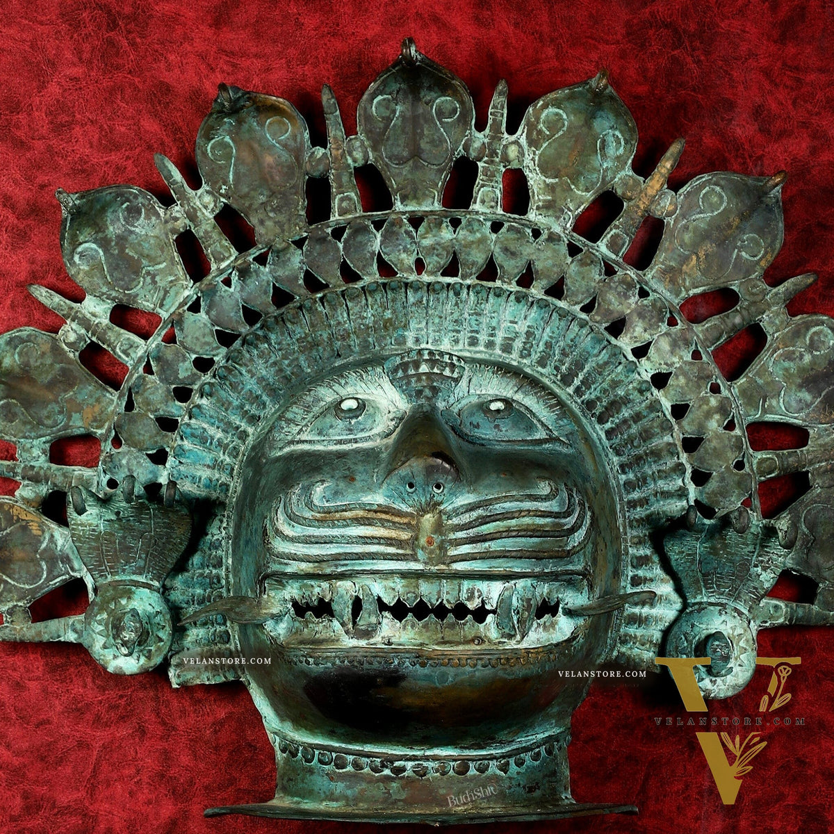 Vintage Narasimha Face Mask Wall Hanging | Lost-Wax Bronze Craft 21" Rare Find