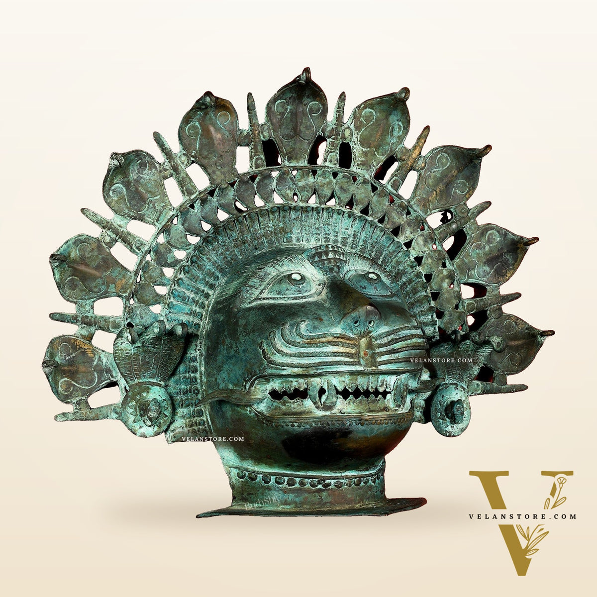 Vintage Narasimha Face Mask Wall Hanging | Lost-Wax Bronze Craft 21" Rare Find