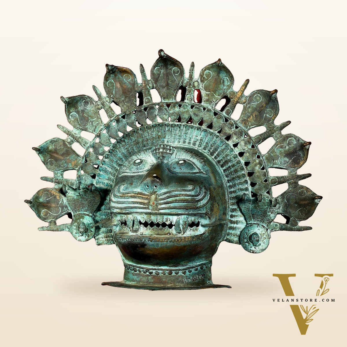 Vintage Narasimha Face Mask Wall Hanging | Lost-Wax Bronze Craft 21" Rare Find