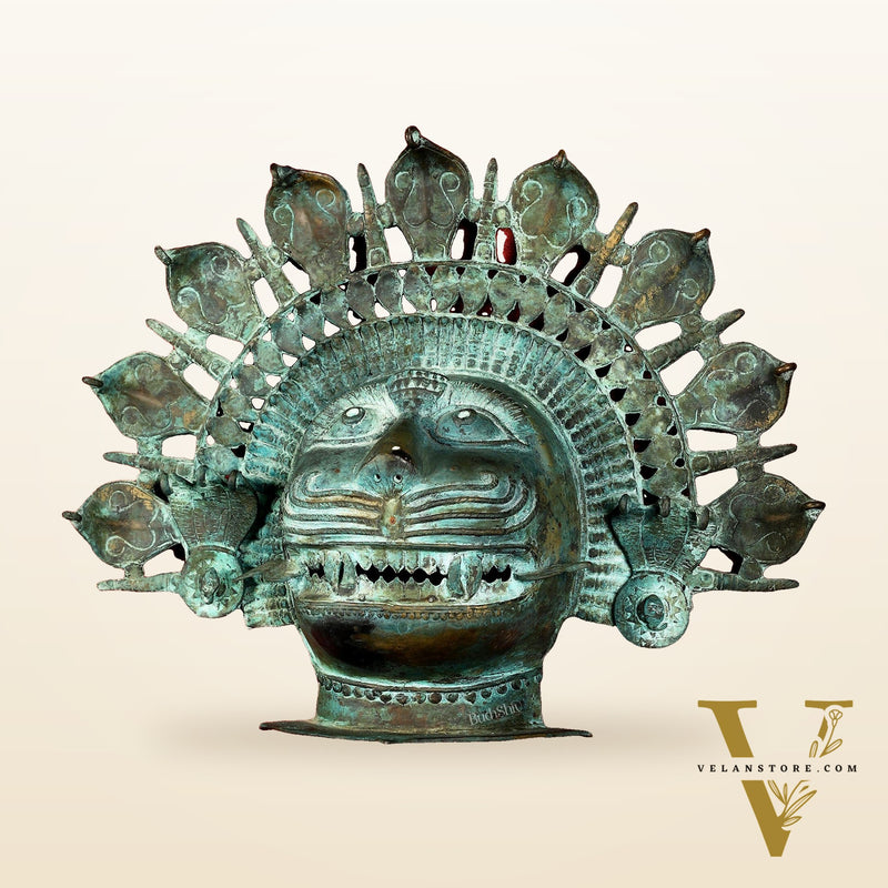 Vintage Narasimha Face Mask Wall Hanging | Lost-Wax Bronze Craft 21" Rare Find