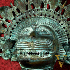 Vintage Narasimha Face Mask Wall Hanging | Lost-Wax Bronze Craft 21" Rare Find