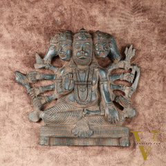 Vintage Panchmukhi Hanuman Brass Wall Hanging | Auspicious & Ward off Evil | 8"