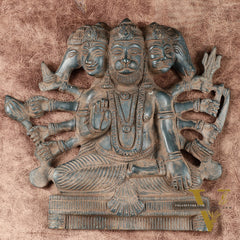 Vintage Panchmukhi Hanuman Brass Wall Hanging | Auspicious & Ward off Evil | 8"