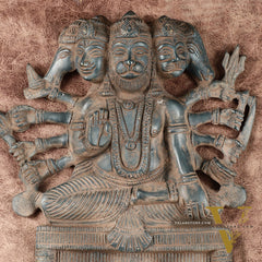 Vintage Panchmukhi Hanuman Brass Wall Hanging | Auspicious & Ward off Evil | 8"