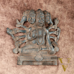 Vintage Panchmukhi Hanuman Brass Wall Hanging | Auspicious & Ward off Evil | 8"