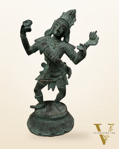 Vintage Pure Brass Dancing Shiva Statue - 11-Inch
