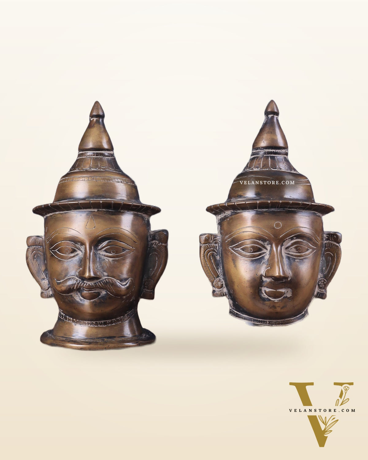 Vintage Pure Brass Shiv Gauri Mukhalingam Set 7"