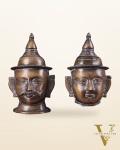 Vintage Pure Brass Shiv Gauri Mukhalingam Set 7"