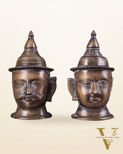 Vintage Pure Brass Shiv Gauri Mukhalingam Set 7"