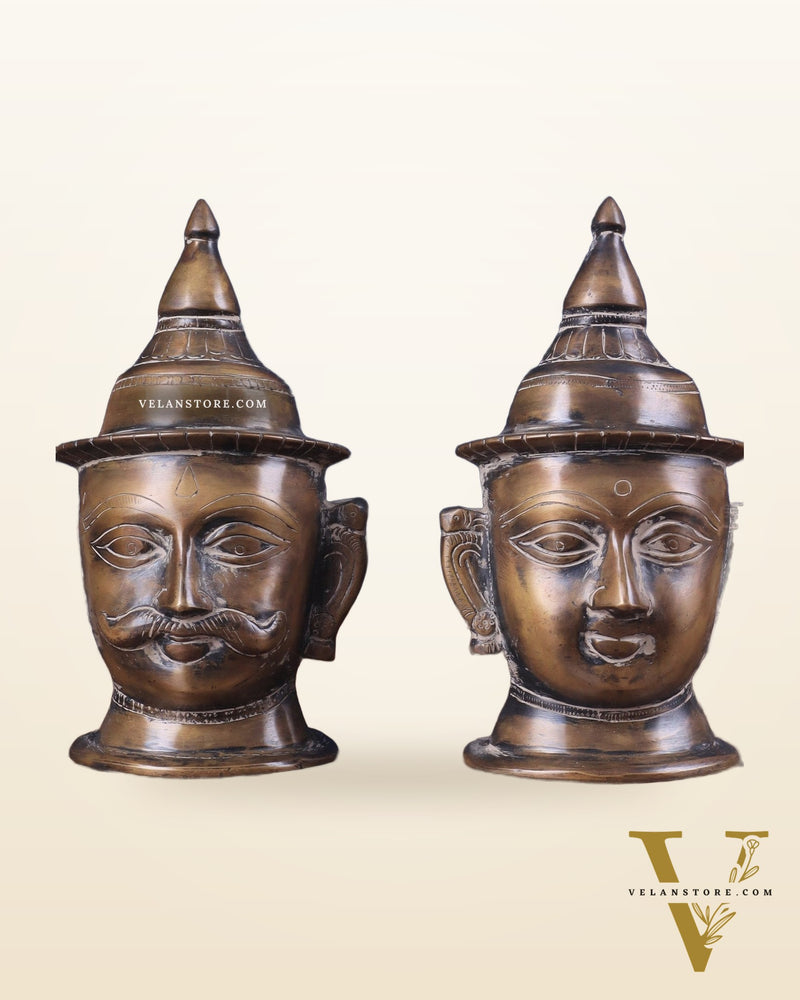 Vintage Pure Brass Shiv Gauri Mukhalingam Set 7"