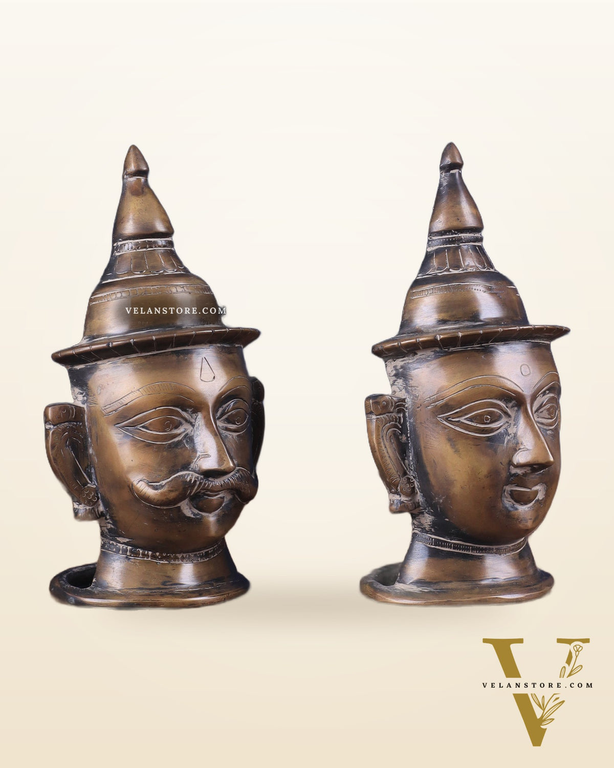 Vintage Pure Brass Shiv Gauri Mukhalingam Set 7"
