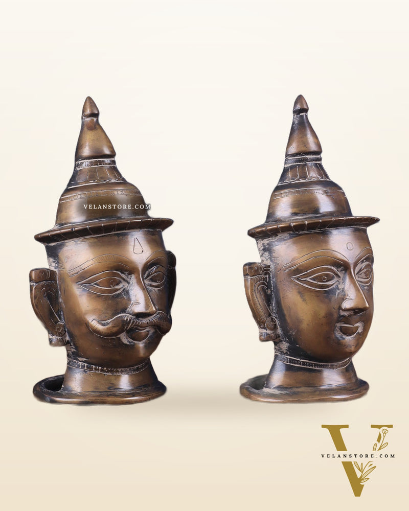 Vintage Pure Brass Shiv Gauri Mukhalingam Set 7"