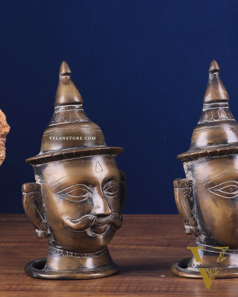 Vintage Pure Brass Shiv Gauri Mukhalingam Set 7"