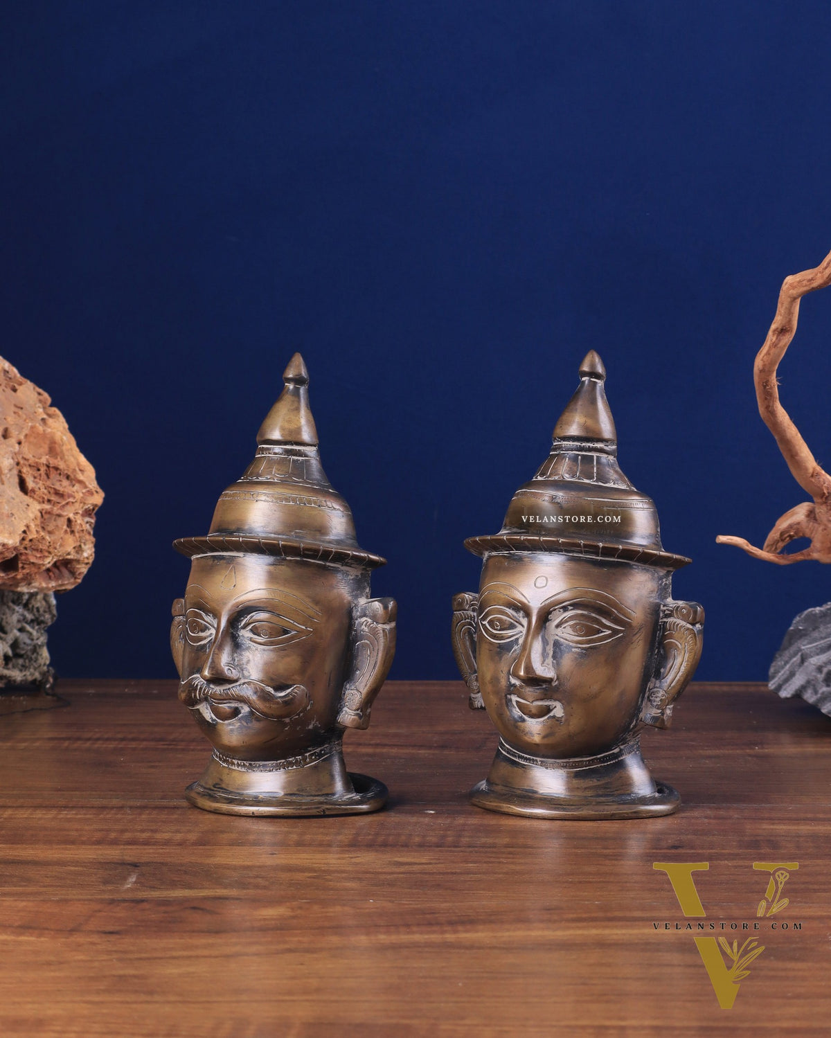 Vintage Pure Brass Shiv Gauri Mukhalingam Set 7"