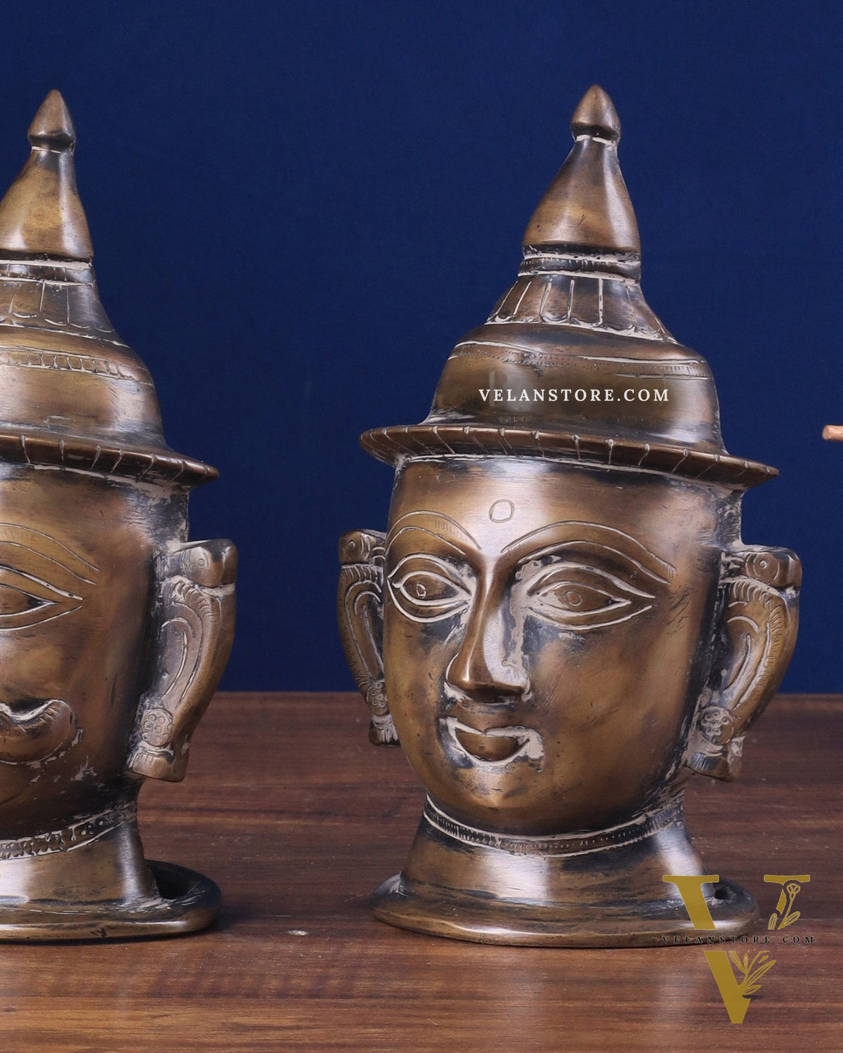 Vintage Pure Brass Shiv Gauri Mukhalingam Set 7"