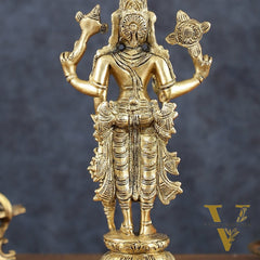 Vintage Pure Brass Superfine Lord Vishnu Standing with Garuda Idol 9 inch