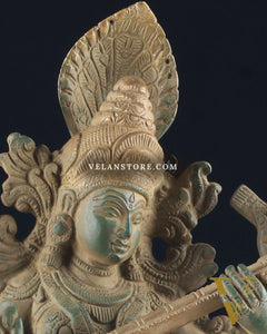 Vintage Saraswati brass idol 11 inches